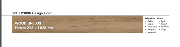 Vinyl / Aventurin WOOD LINE XXL Format 228 x 1828 mm Vinylboden mit integrierter Trittschalldämmung, 6,5 Kanten gefast, Nutzungsklasse 33/42, Nutzschicht 0,5 mm.