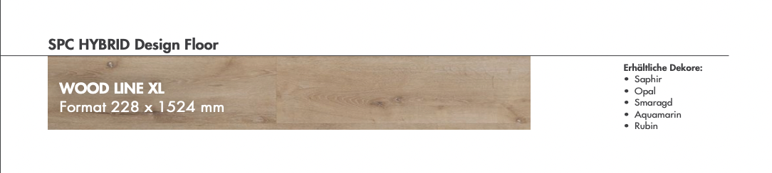 Vinyl / Aqamarin WOOD LINE XL Format 228 x 1524 mm Vinylboden mit integrierter Trittschalldämmung, 6,5 Kanten gefast, Nutzungsklasse 33/42, Nutzschicht 0,5 mm.